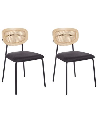 Set of 2 Fabric Dining Chairs Black MAYETTA