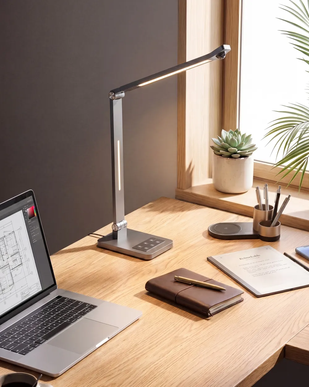 Lampa biurkowa LED LEPUS Z czujnikiem ruchu Ciemnoszary