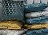 Set of 2 Decorative Cushions FREESIA 45 x 45 cm Velvet Teal Plant Pattern
