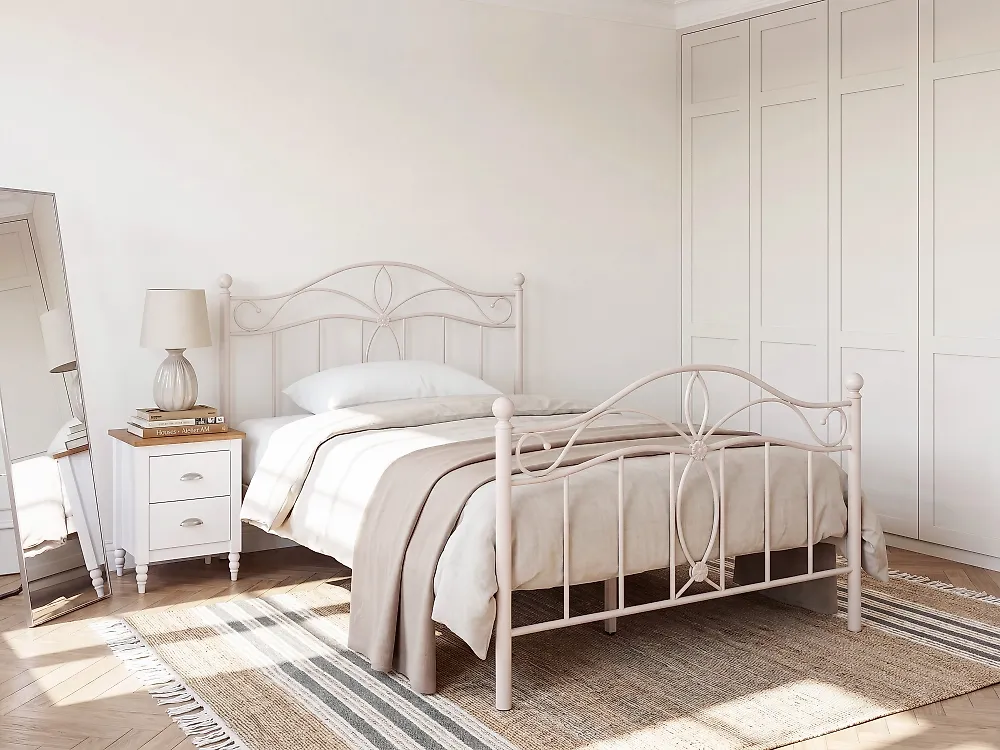 Bed Metal ANTLIA 120 x 200 cm (EU Small Double) Light Beige_1165261
