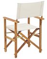 Set of 2 Acacia Folding Chairs and 2 Replacement Fabrics Light Wood with Off-White / Leaf Pattern CINE_819289