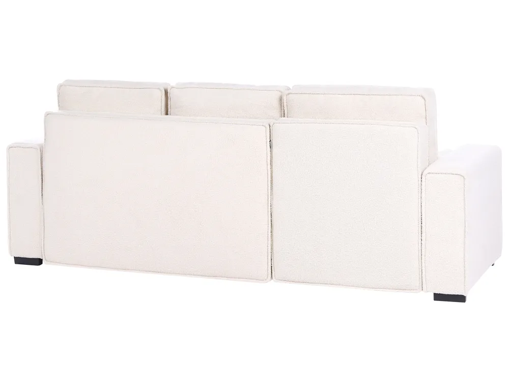 Corner Sofa Bed 3 Seater EDANE with Storage Boucle Off-White Right Hand_1057038