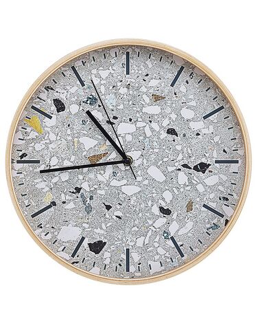 Reloj de pared gris claro/madera clara ø 31 cm GORDOLA