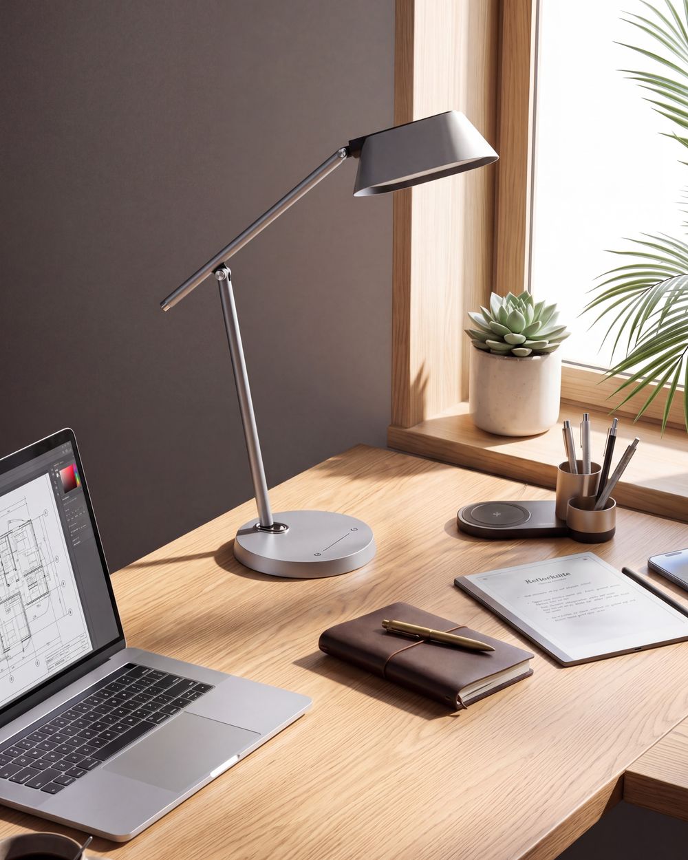 Lámpara LED de escritorio LEONIS con regulador de intensidad Gris