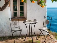 Stolik bistro COMISO 60 cm 60 cm Metal Czarny/ biały_982137