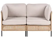 Garden Lounge Set with Table 6 Seater OMEGANA Modular PE Rattan Light Beige_1040903