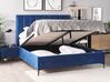 Letto matrimoniale con contenitore 180 x 200 cm in velluto blu SEZANNE_795478