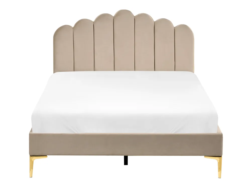 Bed Velvet SAUVIAN 120 x 200 cm (EU Small Double) Taupe_1014493
