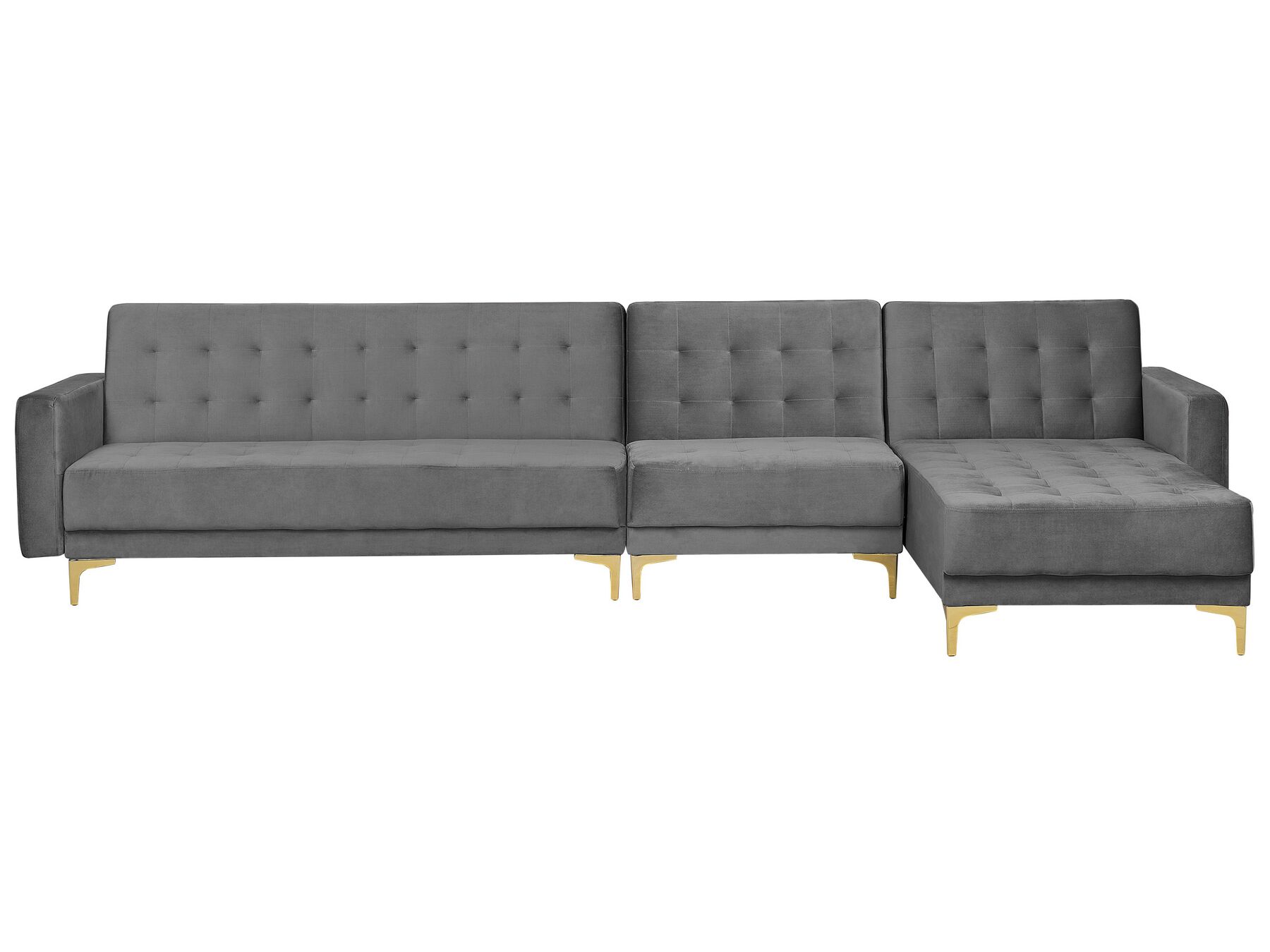 Canapé angle gauche convertible velours gris 5 places ABERDEEN_755908