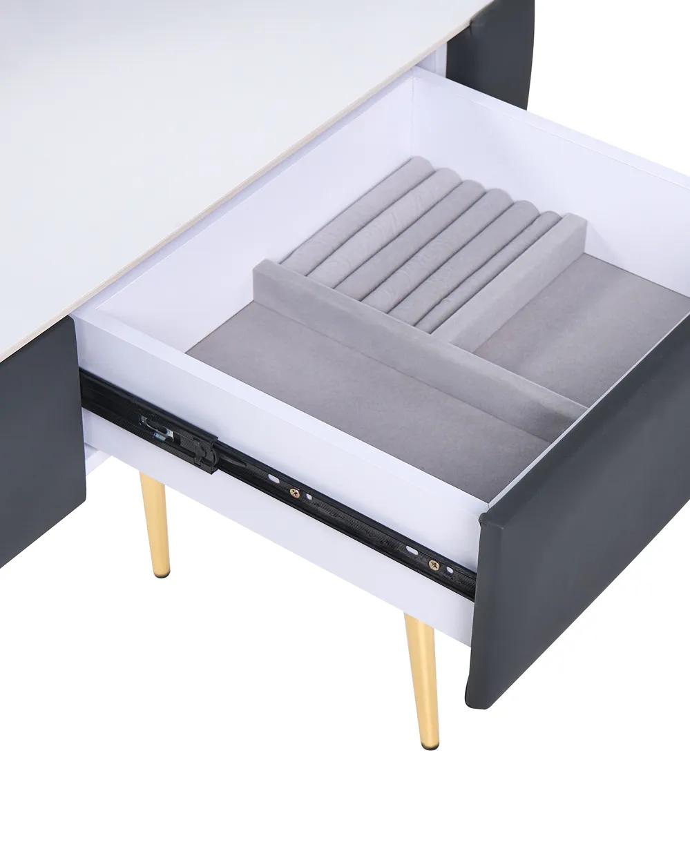 Dressing Table with Mirror and Stool SURIN LED Grey_1136223