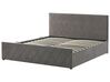 Zamatová posteľ s úložným priestorom 180 x 200 cm sivá ROCHEFORT_786531