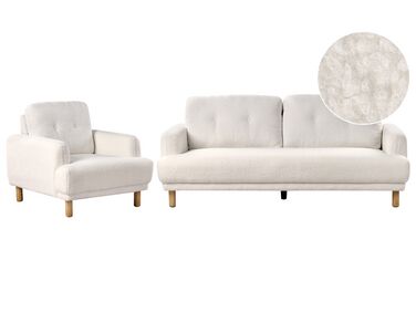 Boucle Living Room Set White TUVE