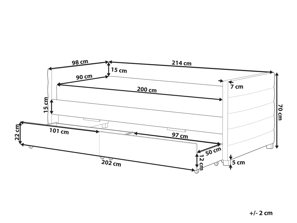 Letto da giorno con contenitore MARRAY Velluto Bianco sporco 90 x 200 cm_969806