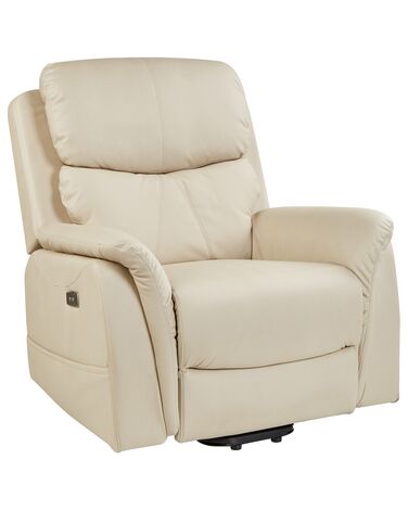 Faux Leather Electric Recliner Chair Cream GLORIE