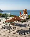 Set of 2 Garden Chairs CASPERIA with Footstool Green