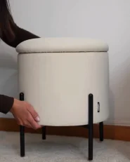 Puf ze schowkiem WENONA Welur Jasnobeżowy_1050660