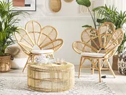 Bistro Set with Cushions FLORENTINE / LIMNI Rattan Beige_793934