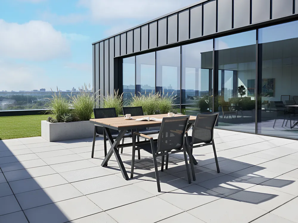 Set of 4 Garden Chairs TIANO Metal Black_1025610