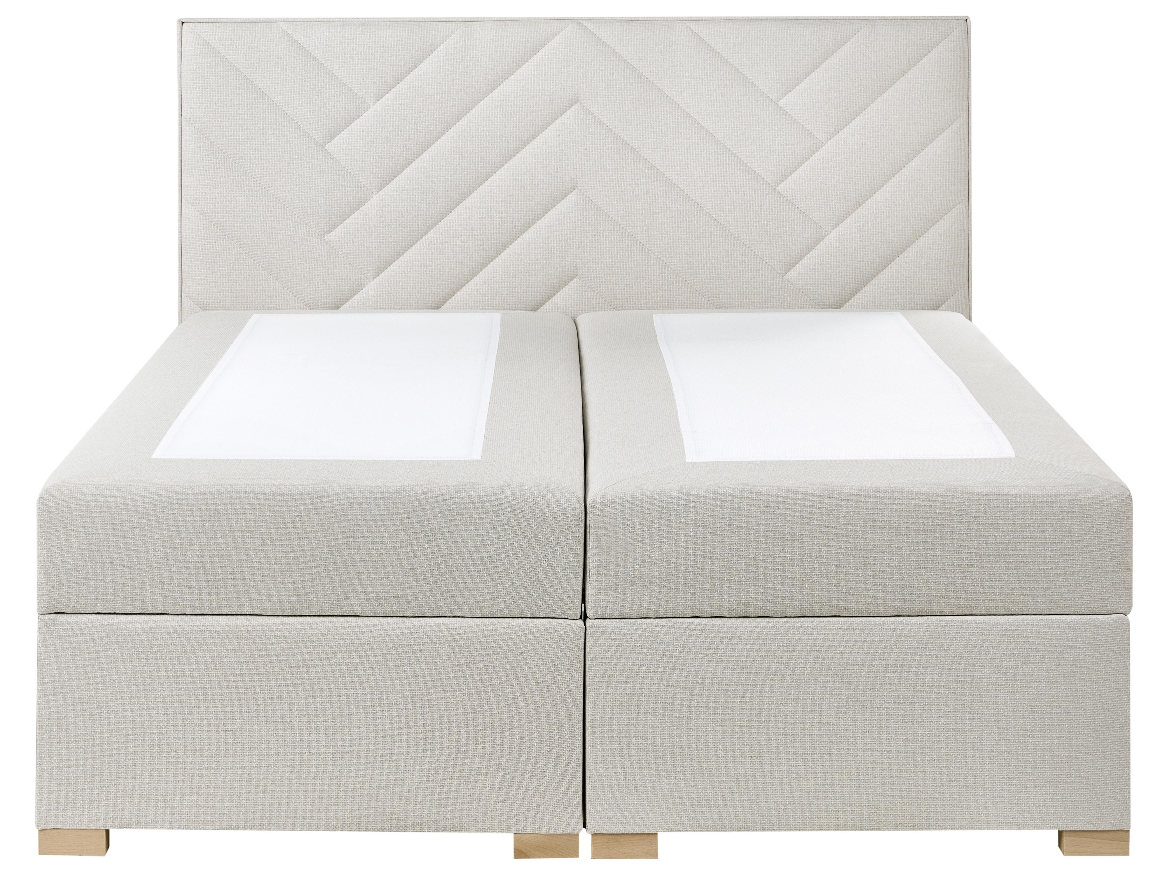 Boxspringbett mit Stauraum ESQUIRE Stoff Cremeweiß 160 x 200 cm_1016115