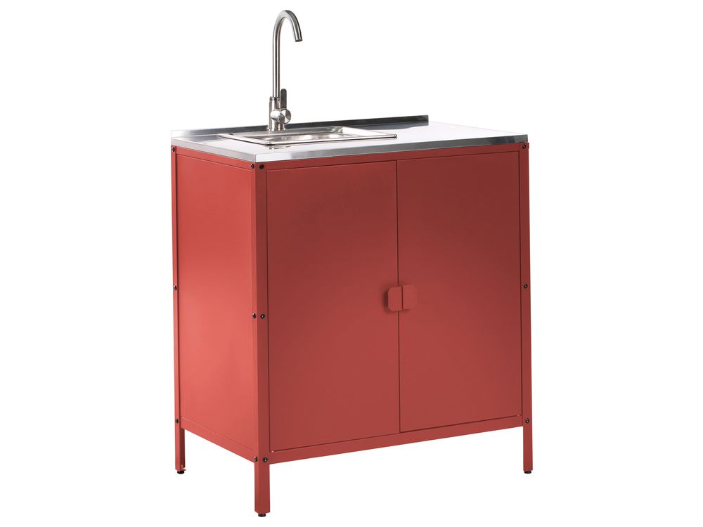 Tuin keukenkast met spoelbak VILAMA Rood Metaal