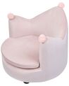 Kids Velvet Armchair Crown Pink VEGA_886979