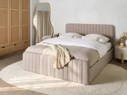 Ottoman Bed LUNAN Boucle Beige 160 x 200 cm (EU King Size)_1048445