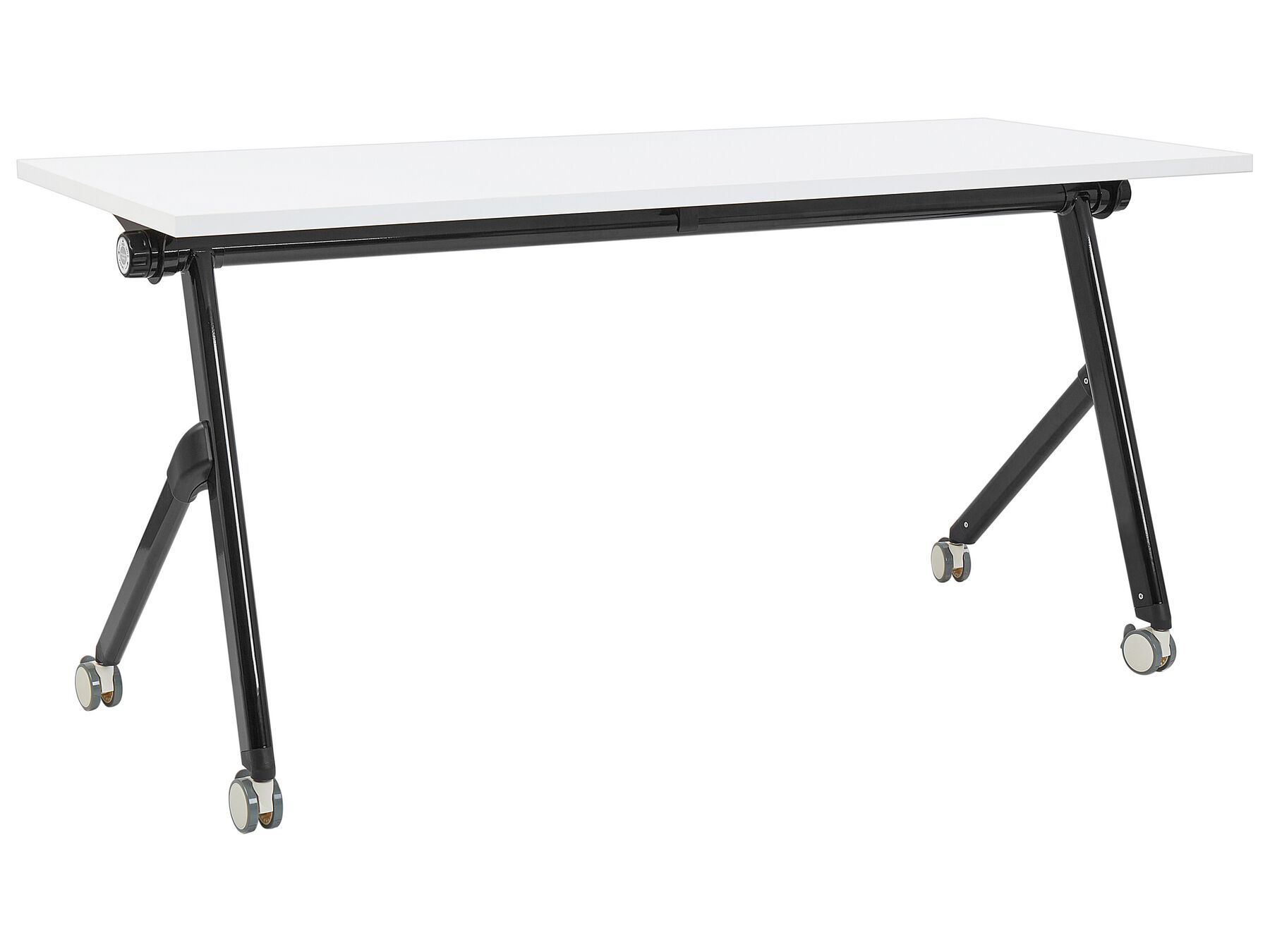 Folding Office Desk with Casters 160 x 60 cm White and Black BENDI_922326
