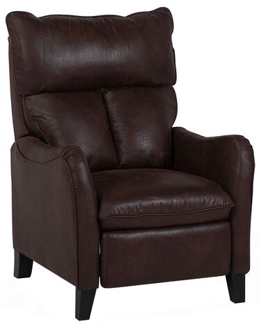 Faux Leather Recliner Chair Brown ROYSTON