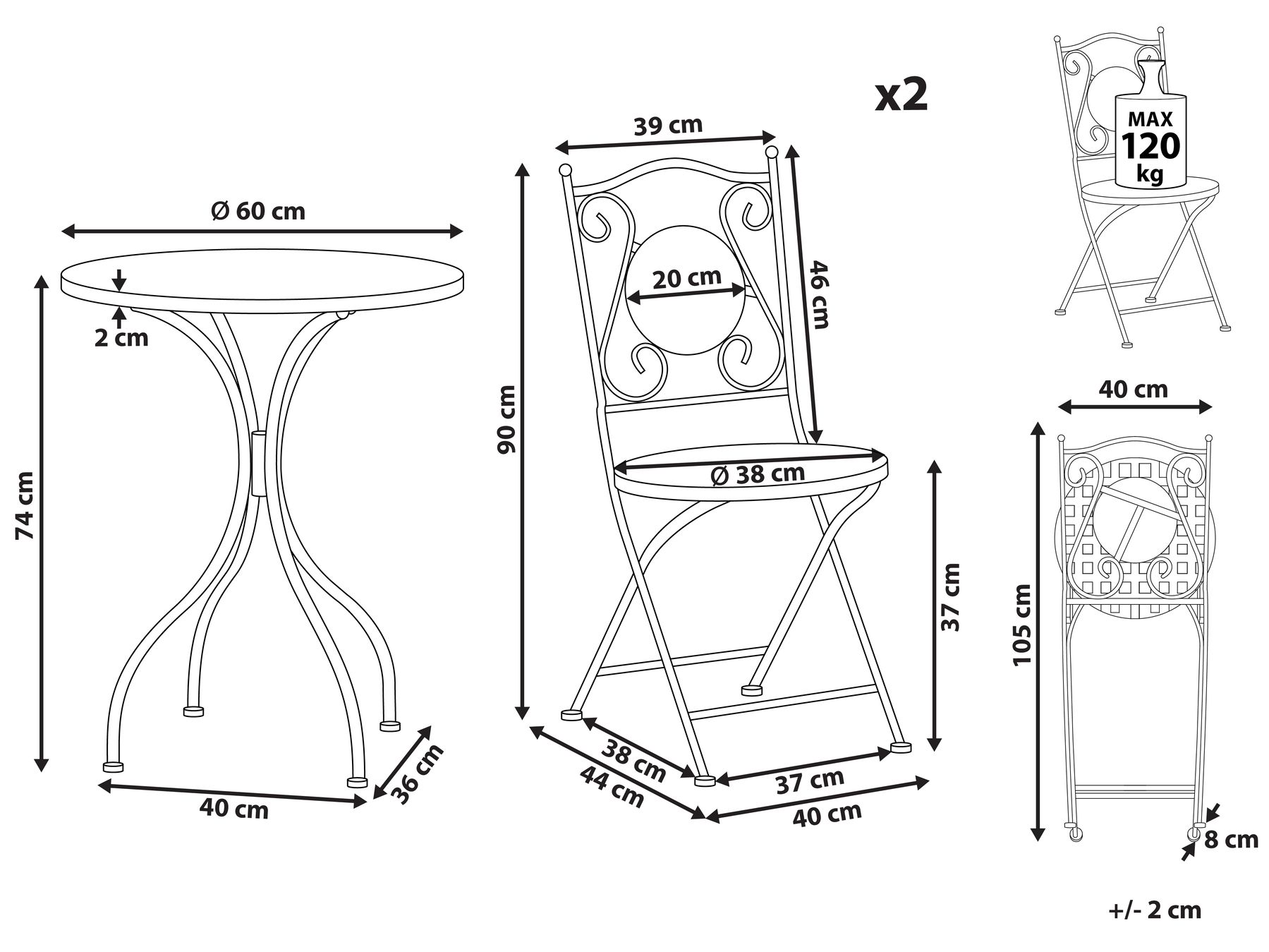 Комплект балконной мебели металл черный CASARIO_920010 Комплект балконной мебели металл черный CASARIO_920010