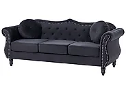 Sofa dla 3 osób SKIEN Welur Czarny_1170586