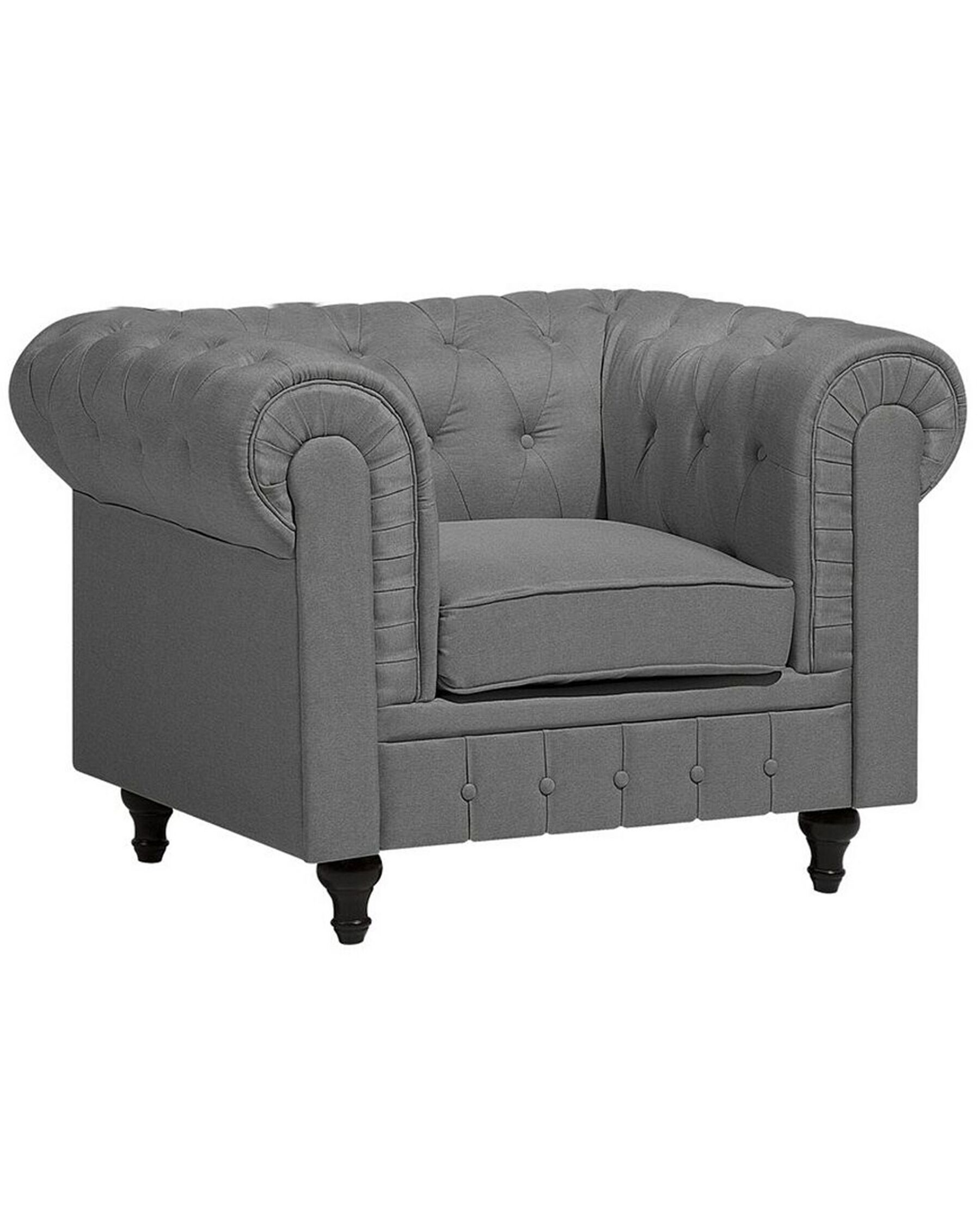 Fauteuil en tissu gris clair CHESTERFIELD Big_710735