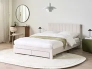 Bed with Storage Drawers LONZAC Velvet Off-White 140 x 200 cm (EU Double)_1014765