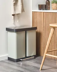 Double Pedal Waste Bin 60 L ECOSORT Metal Light Green_992881