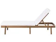 Sun Lounger with Cushion MARCETELLI Reclining Acacia Wood White_1034547