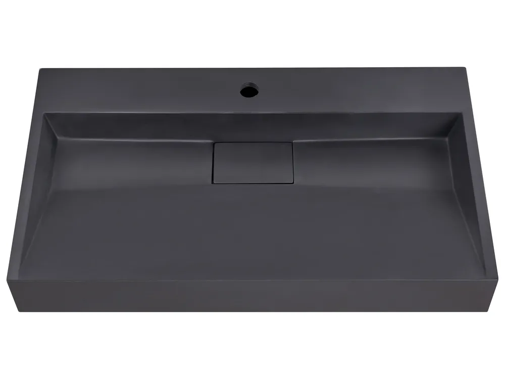 Lavabo sospeso QUENKO 80 x 46 cm Composito minerale Nero_981311