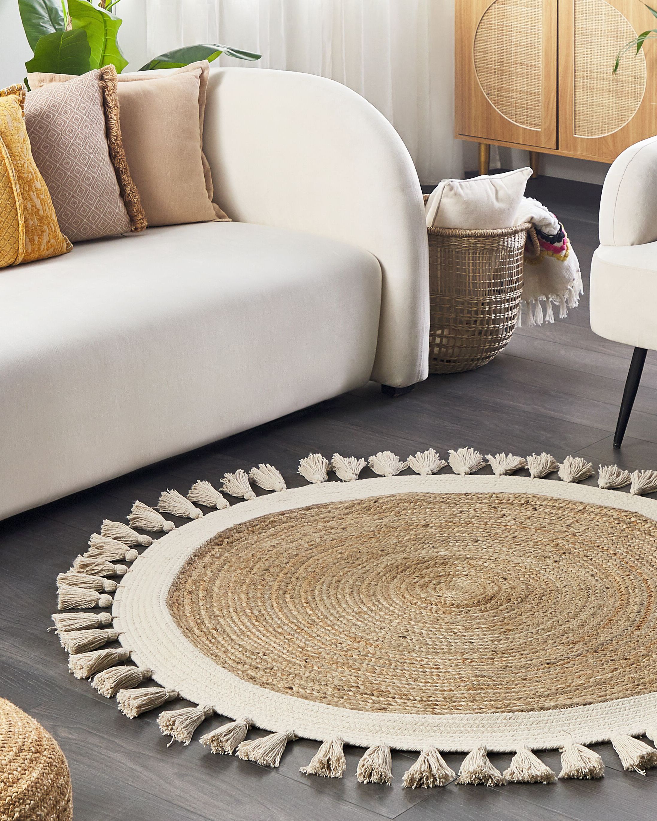 Tapis Rond En Jute Naturel ATOUT CIEL D120cm Beige - Décoration Naturelle Et Authentique