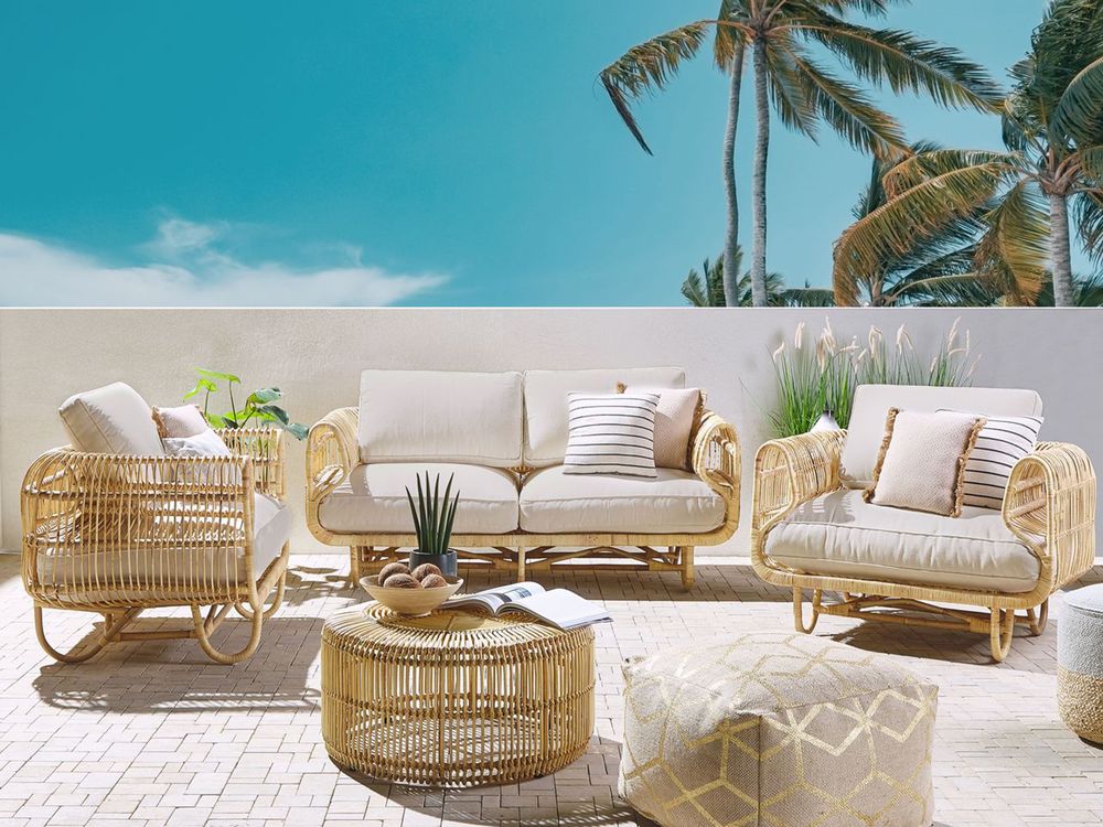 Natural rattan garden sofa outlet