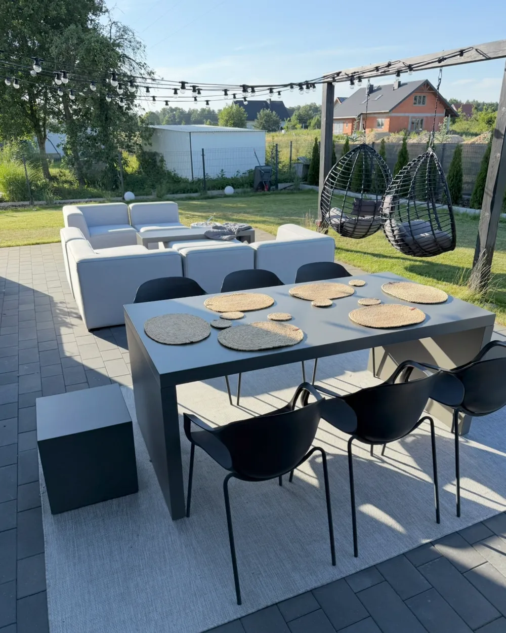 Garden Dining Table TARANTO 180 cm 90 cm Concrete Grey_1005403