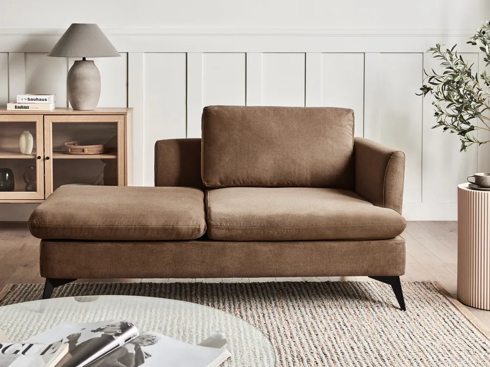 Rechtszijdige chaise longue SIEVOZ Stof Bruin