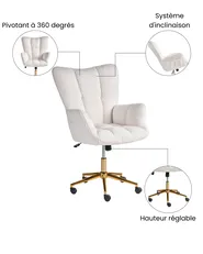 Bürostuhl OULU Bouclé Weiss_1065447