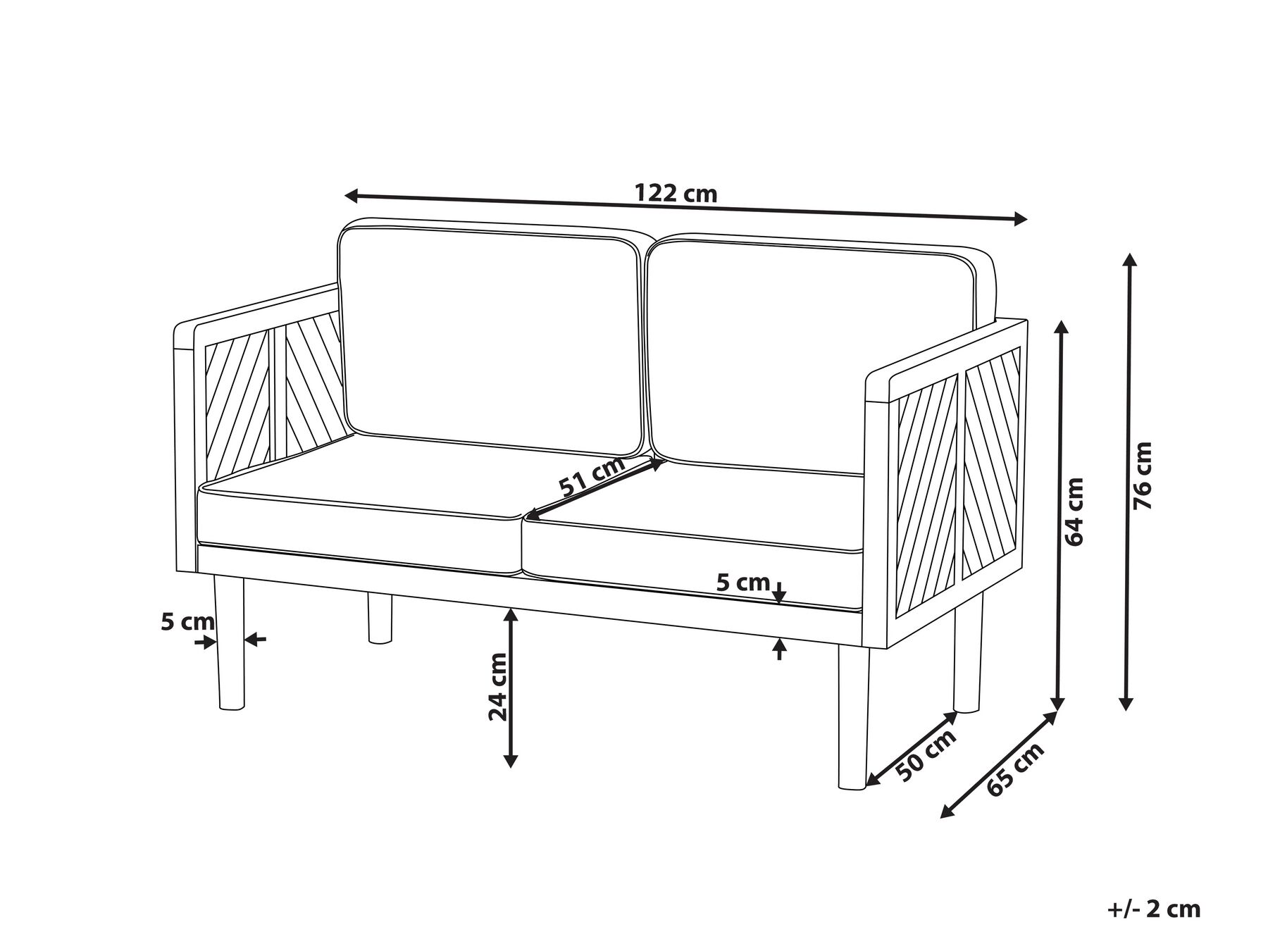 Garden Sofa 2 Seater BARATTI Acacia Wood Brown_830831