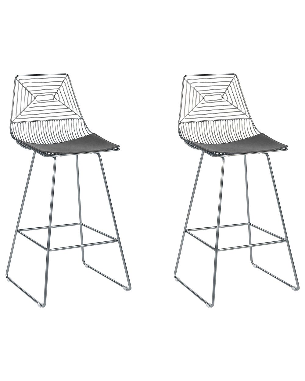 Set of 2 Bar Chairs BISBEE Metal Silver Beliani