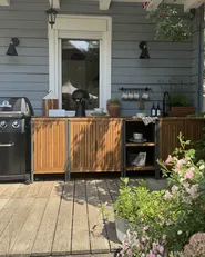 3 Piece Outdoor Kitchen Set with Sink IVREA Brown/ Black Certified Acacia Wood_1005598