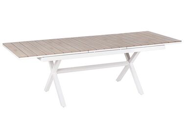 Extending Aluminium Garden Dining Table 184/242 x 90 cm Light Wood and White FANES