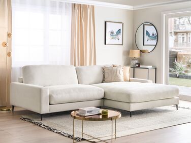 Left Hand Fabric Corner Sofa Off-White MALOY