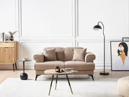 Sofa 2 Seater SKIVE Fabric Light Brown_946796