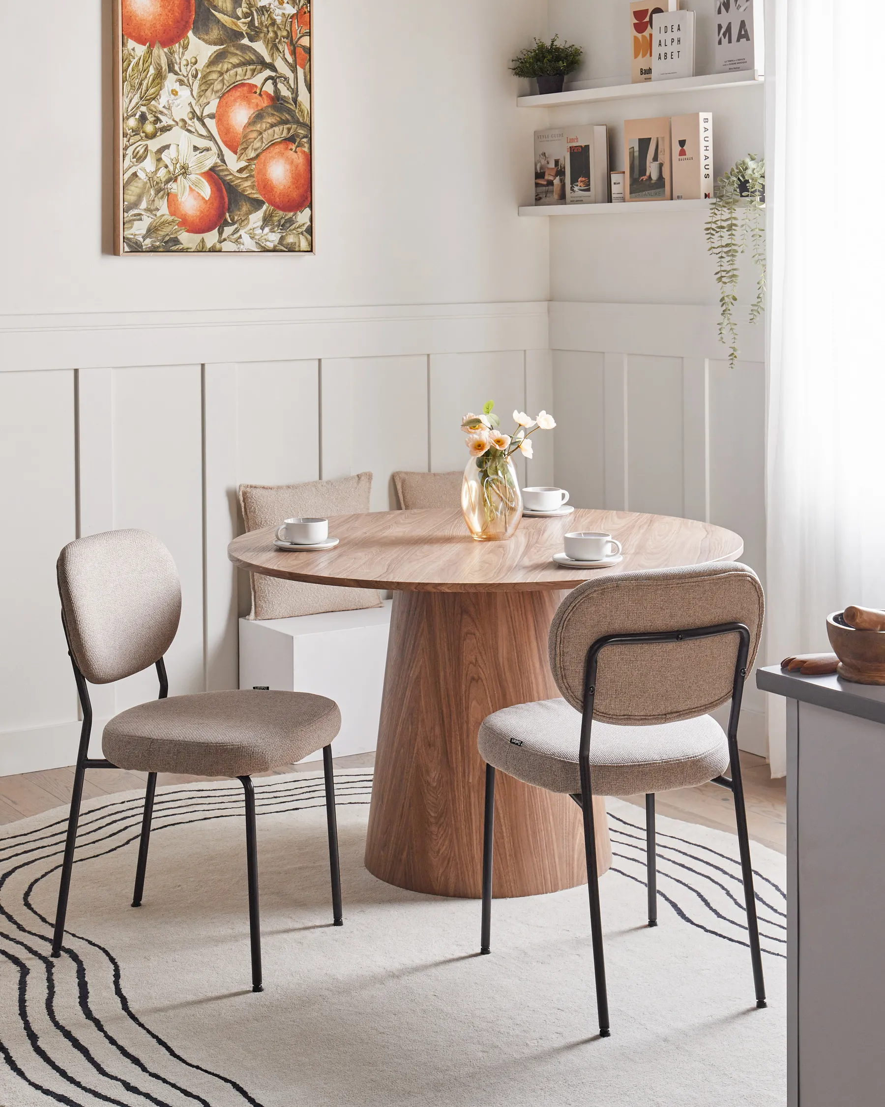 Set di 2 sedie da pranzo LOLETA Tessuto Marrone chiaro_999027