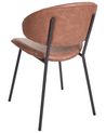 Set of 2 Faux Leather Dining Chairs Brown KIANA_938992