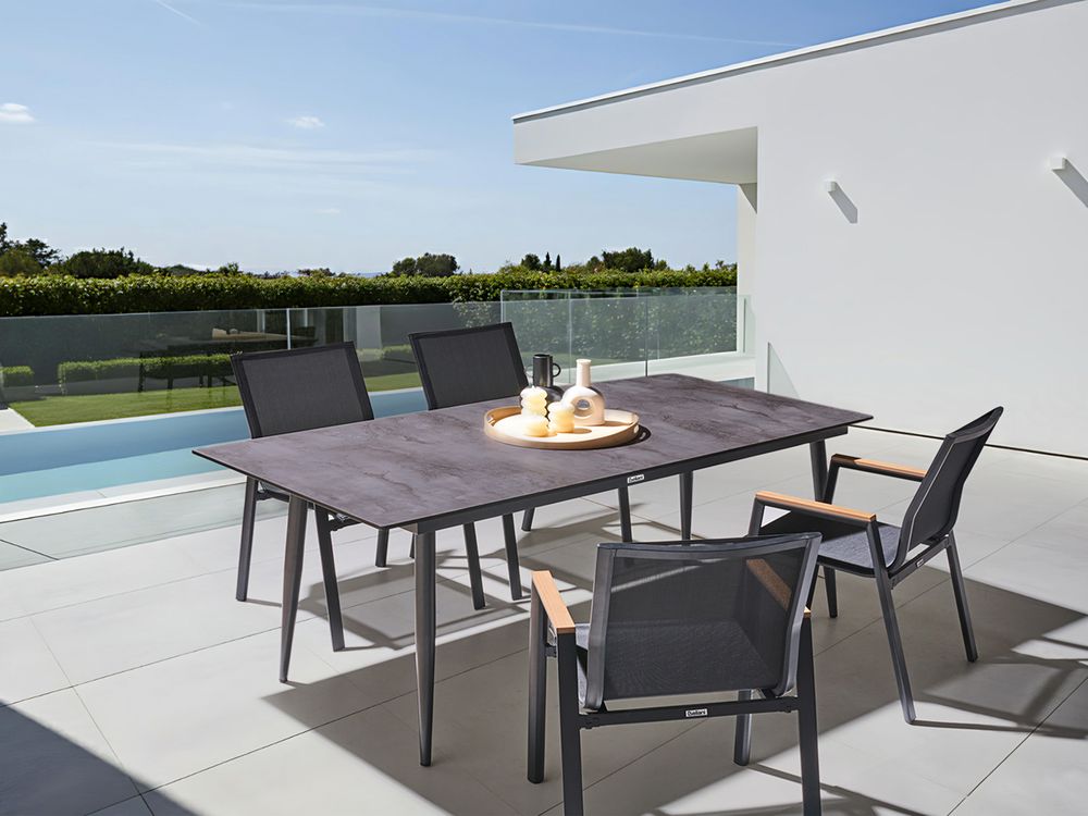 Garden Dining Table TOLENTINO 180 cm 90 cm Stone Effect Grey