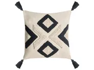 Zestaw 2 poduszek dekoracyjnych SARACA 45 x 45 cm Bawełna Czarny/ beżowy Wzór geometryczny_1041366